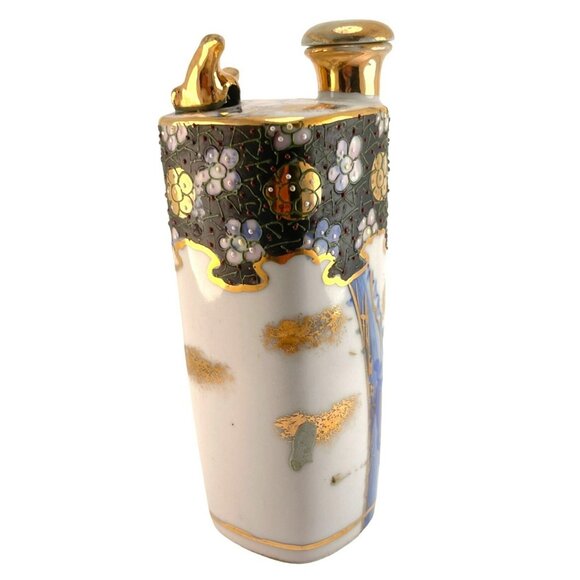 Kutani Ware Antique Tokkuri Sake Bottle Japanese Sake Bottle Bud Vase Singing Go - Picture 1 of 9
